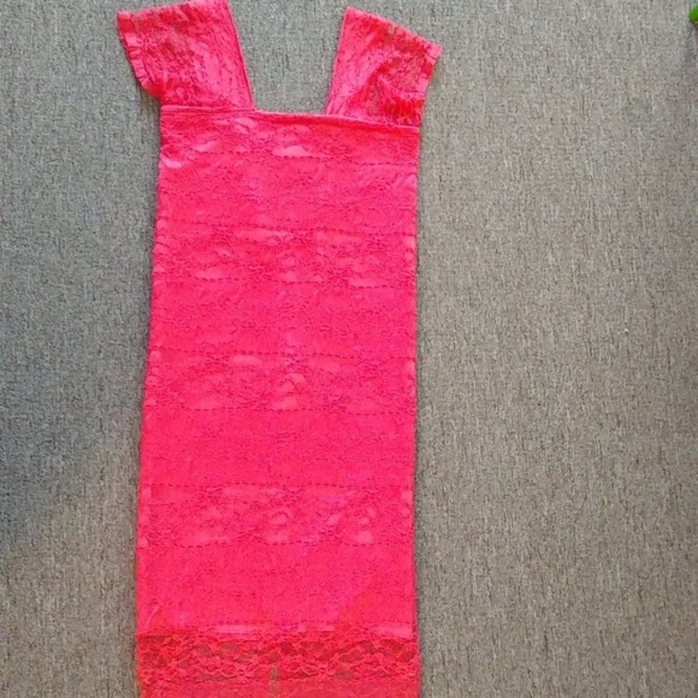 Coral Lace Bodycon Maxi dress